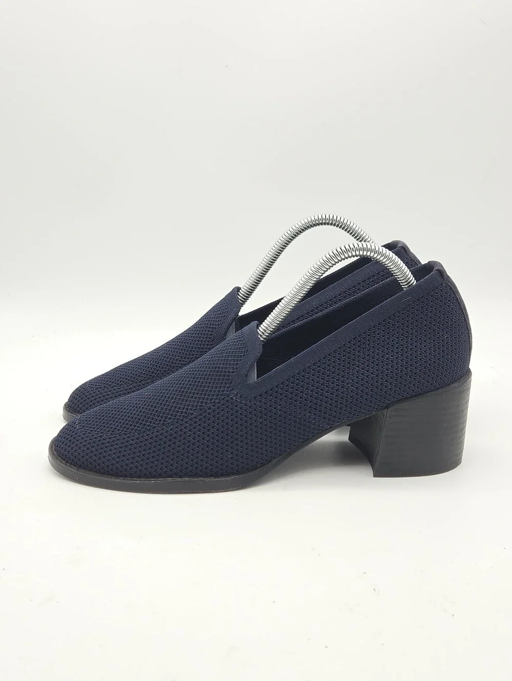 Eileen Fisher Dern Navy Stretch Knit Loafers Heels‎ Size 9